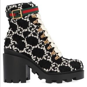 Gucci Tweed GG Ankle Boot